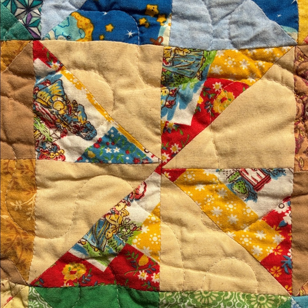 Colorful Handmade Patchwork Quilt Carebears - Picture 6 of 9